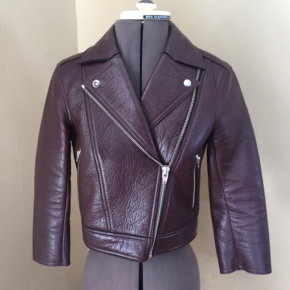 T by Alexander Wang Burgundy Leather Jacket